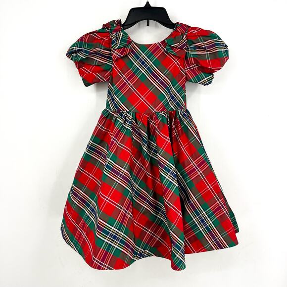 JANIE AND JACK Girls Holiday Plaid Dress Size 6 Red Green Short Sleeve NWT - Picture 2 of 11